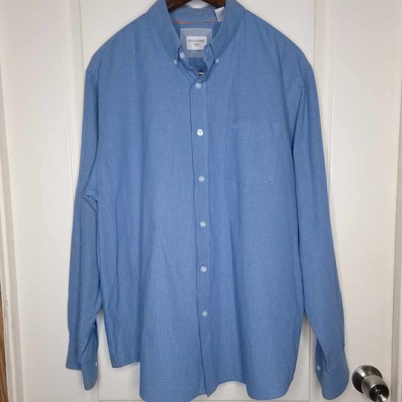Dockers Long Sleeve Button-Down Denim Shirt, Men's Size L cotton blue type Vintage Second Hand